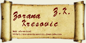 Zorana Kresović vizit kartica